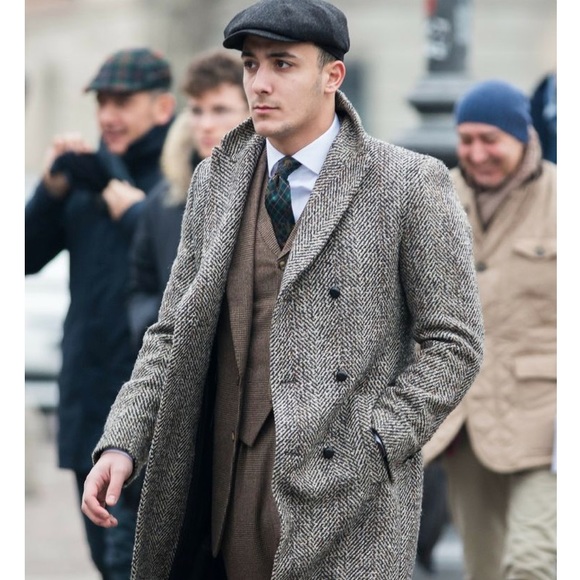 herringbone tweed overcoat